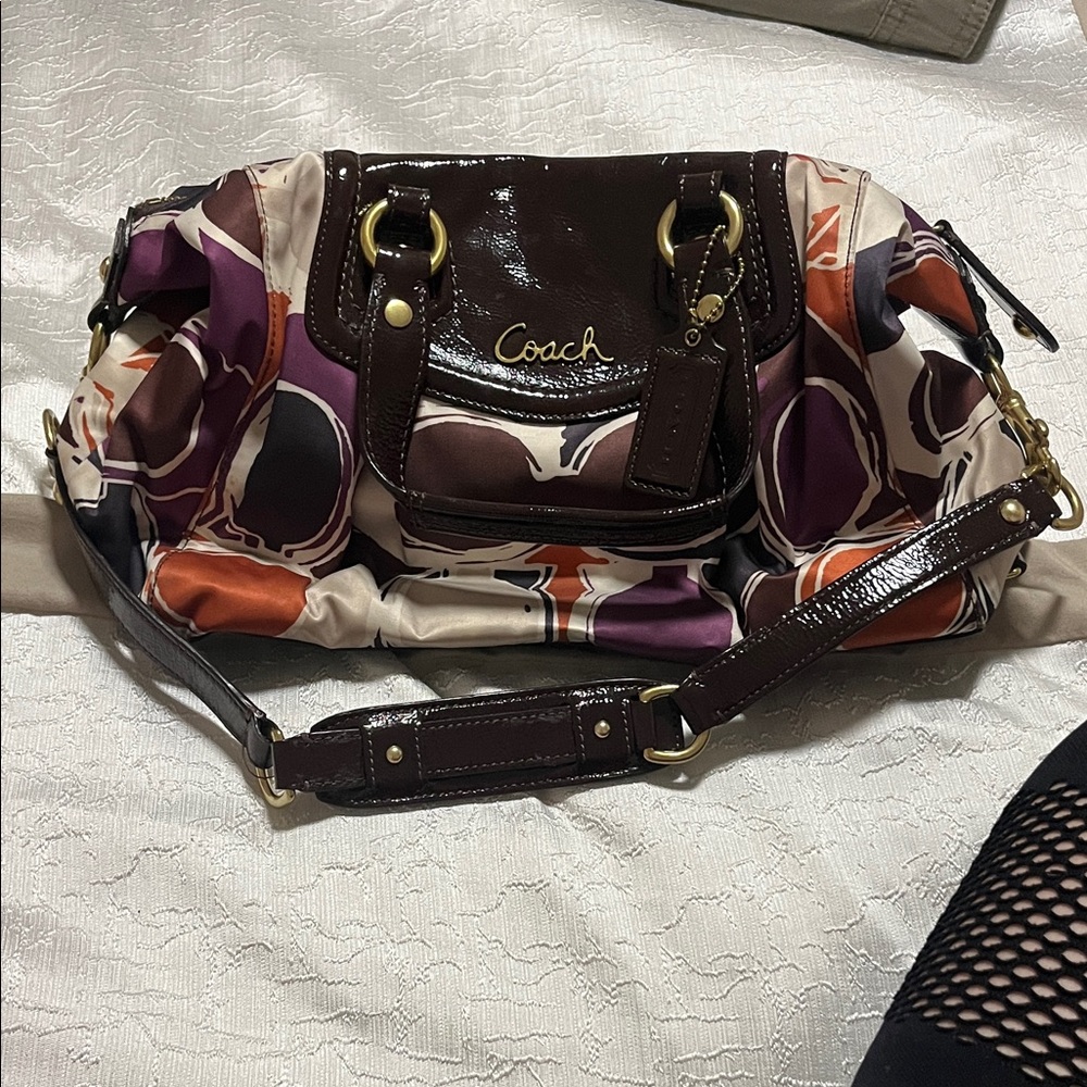 Coach Brown and Multicolor Shoulder Bag